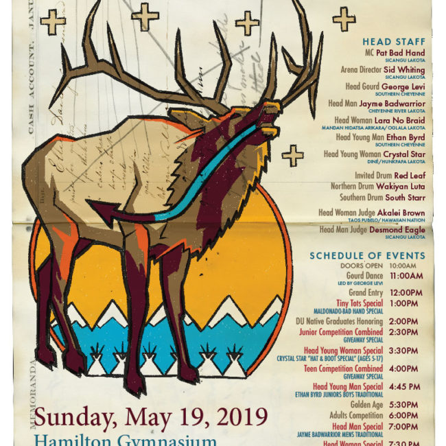 2019 DU Pow Wow tabloid poster design